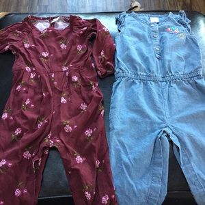 2 rompers/jumpsuits for little girl sz 12 & 12-18